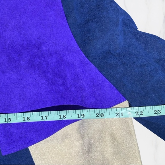 Lilli Ann Ultra Suede Blazer Color Block Vintage Made in the USA Approx Sz M - Picture 12 of 14